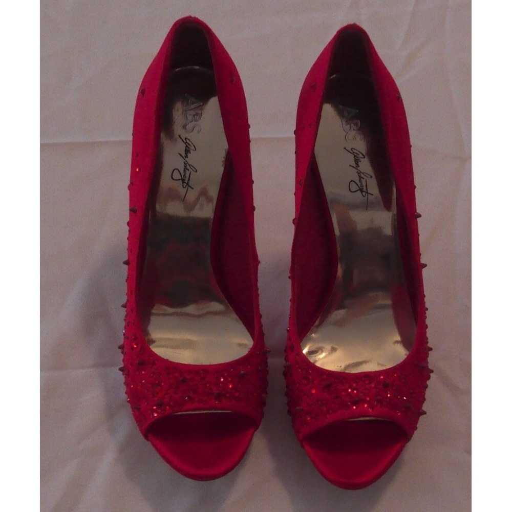 ABS ALLEN SCHWARTZ RED SPARKLY HEELS SIZE 9